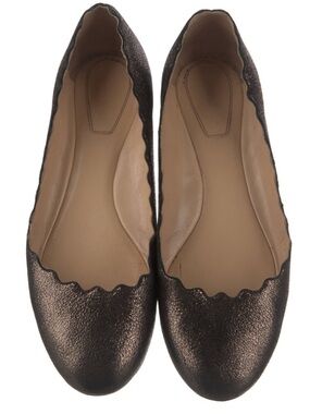 Chloe Metallic Scalloped Ballet Flats